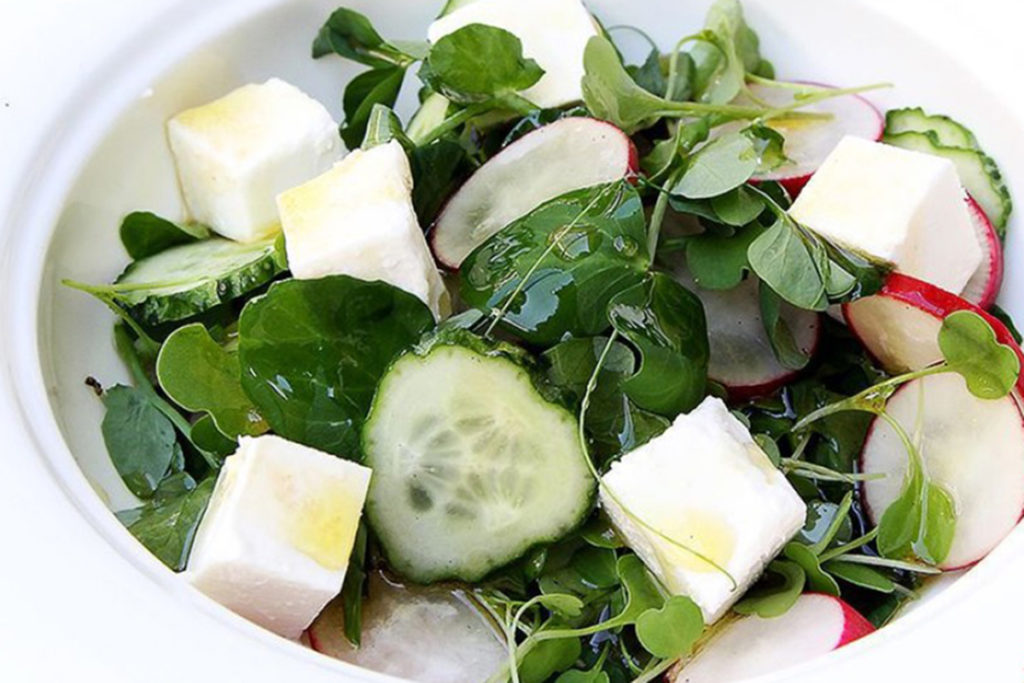 photo recipe salad with microgreens of peas