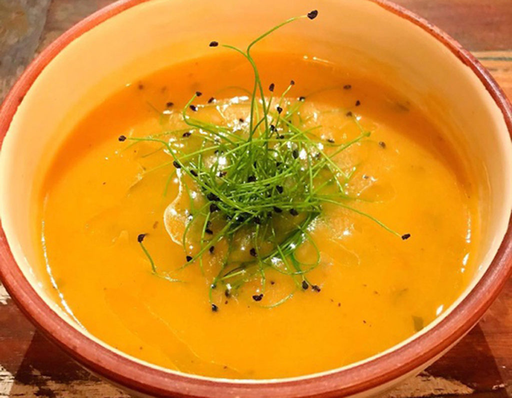 photo recipe for soup with microgreens