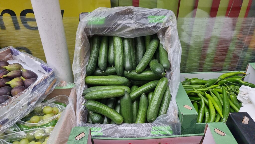 long cucumbers in the bazaar