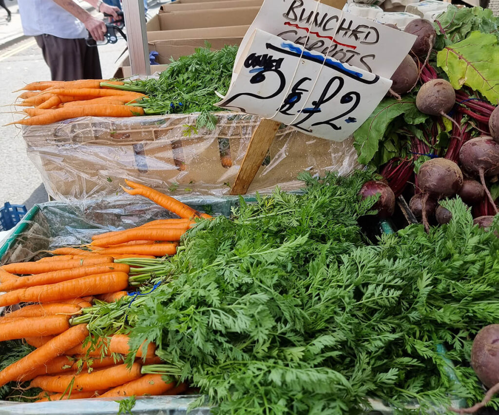 young carrots in the bazaar