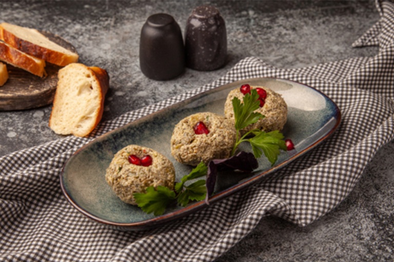 Authentic Georgian appetizer – Eggplant Pkhali with spices and garlic